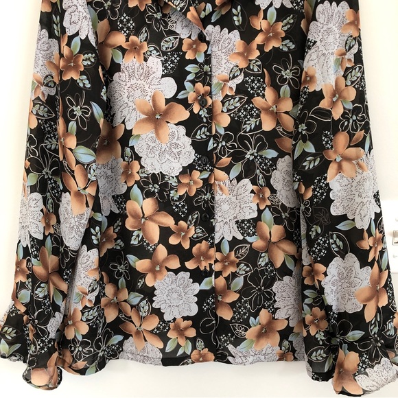 Sag Harbor Floral Button Down Blouse with Ruffle Sleeve, Size 16 - Picture 5 of 10